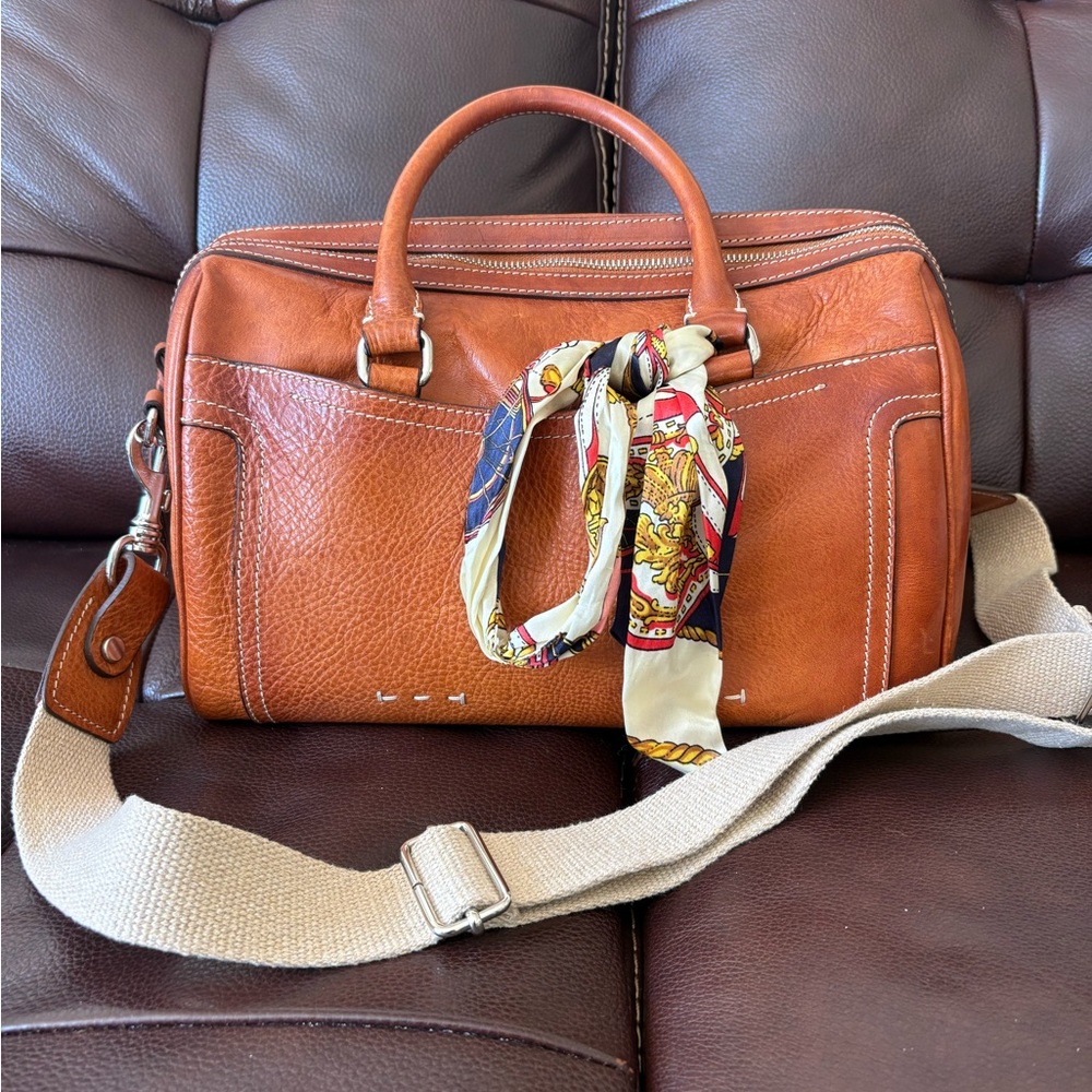 CAVALCANTI LUXURIOUS ITALIAN BURNISHED LEATHER SATCHEL SHOULDER BAG
